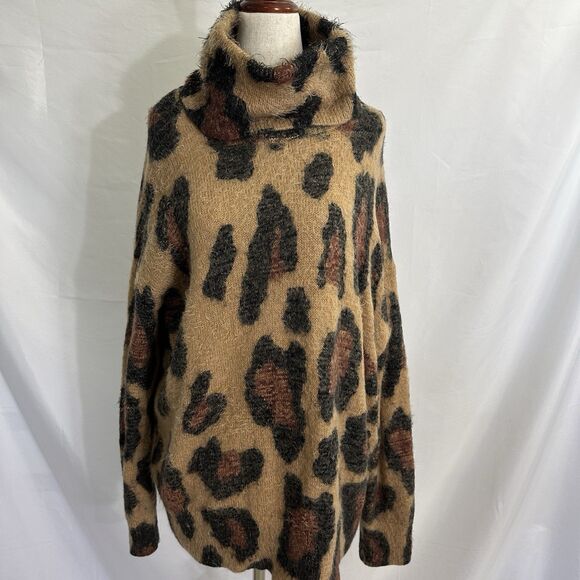 Show Me your Mumu Fatima Animal Print Turtleneck Sweater Womens MEDIUM - Picture 2 of 8